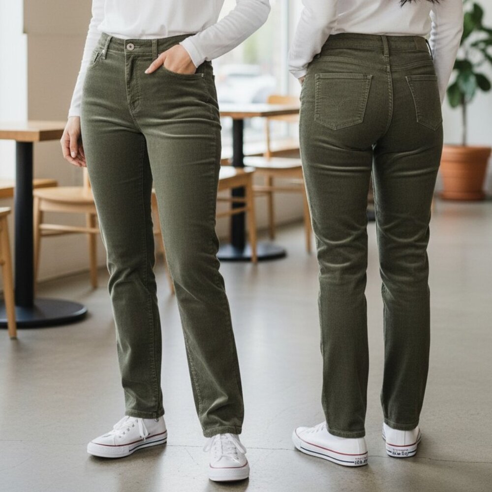 Loft Olive Green Modern Skinny Corduroy Pants Size 14